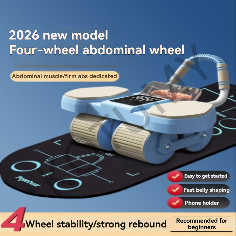 Ab Roller Wheel With Elbow Support - 肘当て付き、自動リバウンド機能搭載の腹筋ローラー。カウンター表示機能付きで、体幹トレーニングに最適。