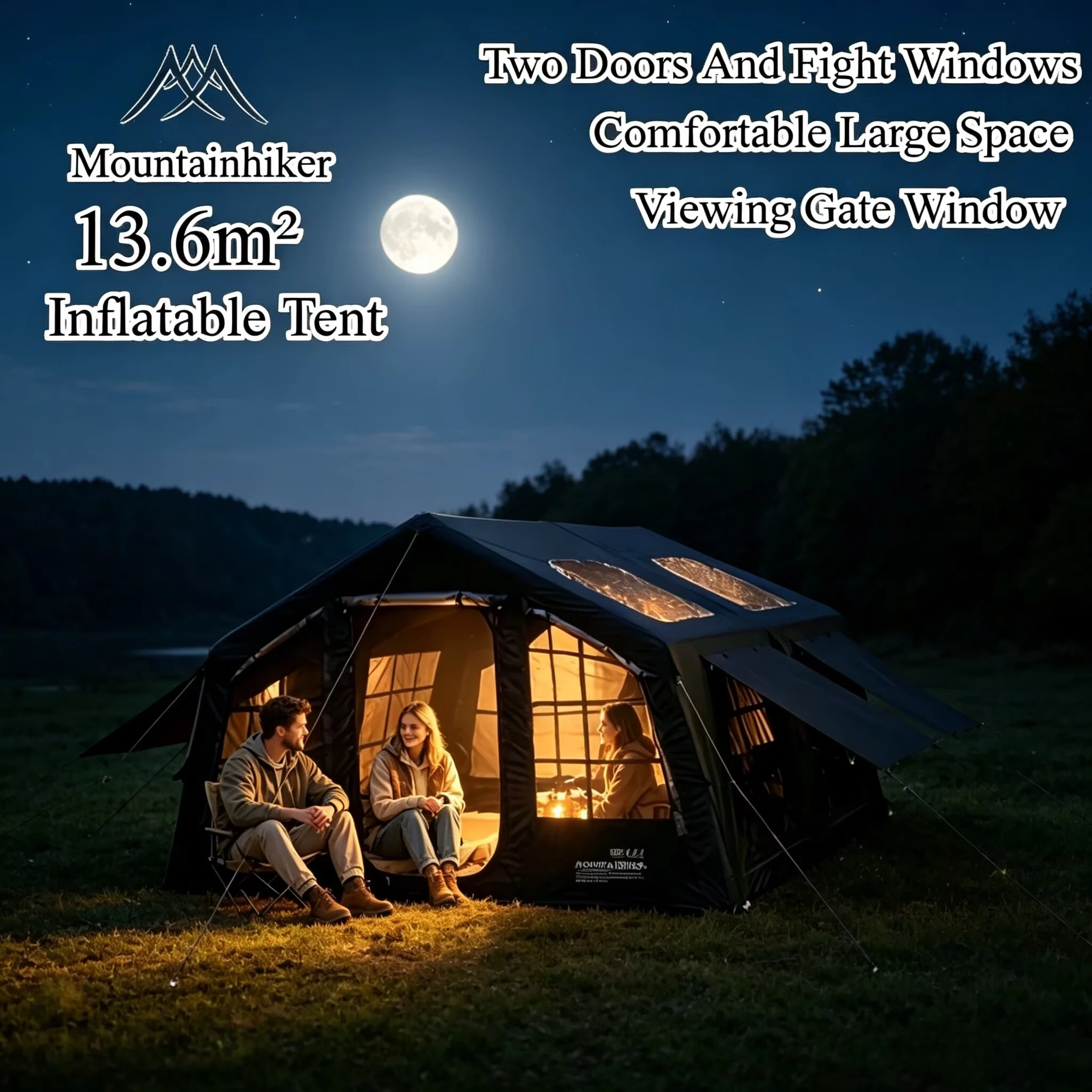 Camping - マウンテンハイカー インフレータブル キャンプテント 4～8人用 窓付き ポータブル