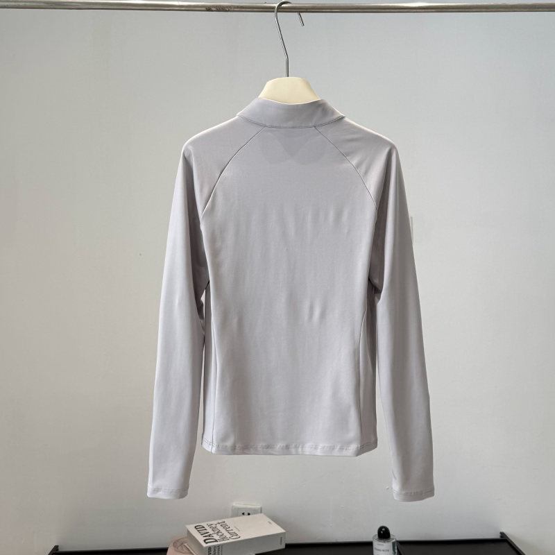 レディース秋用アウトドアハーフジップスタンドカラー長袖Tシャ - Cycling のレビューと価格